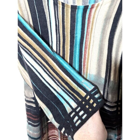 Neiman Marcus Cashmere Sweater Sz M Retro Striped 70s Style Stretch Quiet Luxury - Picture 10 of 10